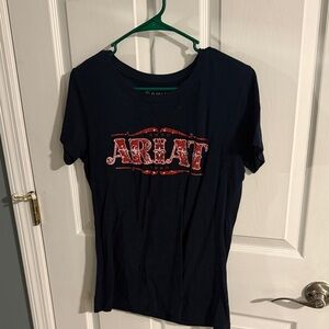 Ariat Dark Blue Tee with Vibrant Red Logo